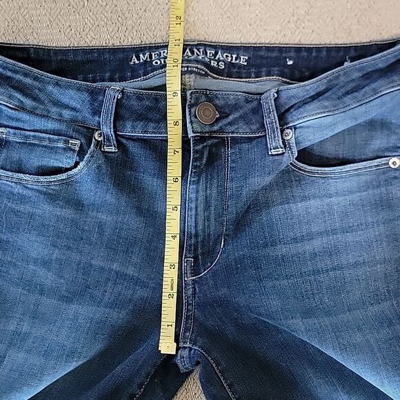 American Eagle Dark Wash Super Stretch Skinny Jeans - Size 12 Long - Picture 7 of 11
